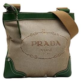 Prada-Borsa a tracolla Canapa con logo BT0537-Marrone