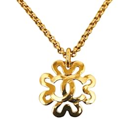 Chanel-CC Flower Pendant Necklace-Golden