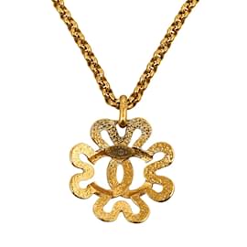 Chanel-CC Flower Pendant Necklace-Golden