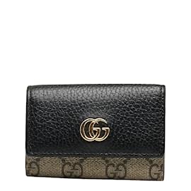 Gucci-Étui à clés en cuir GG Marmont 456118-Noir