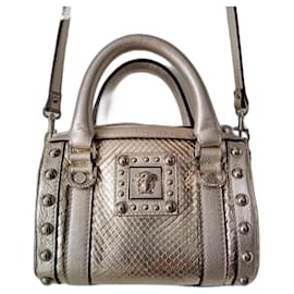 Gianni Versace-Stupenda piccola borsa in pitone color oro del marchio Versace-Argento