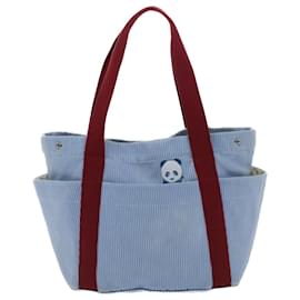 Hermès-HERMES Panda Tote Bag Cotton Blue Auth bs7473-Blue