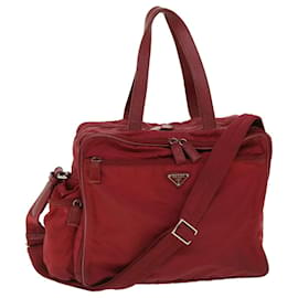 Prada-PRADA Boston Bag Nylon 2way Red Auth 51471-Red