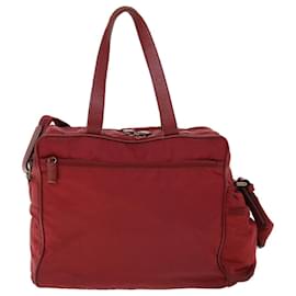 Prada-PRADA Boston Tasche aus Nylon 2Weg Rot Auth 51471-Rot