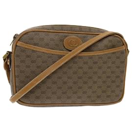 Gucci-GUCCI Micro GG Canvas Shoulder Bag PVC Leather Beige Auth th3930-Beige