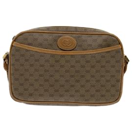 Gucci-GUCCI Micro GG Canvas Shoulder Bag PVC Leather Beige Auth th3930-Beige
