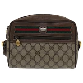Gucci-GUCCI GG Canvas Web Sherry Line Shoulder Bag Beige Red Green Auth yk8226-Red,Beige,Green