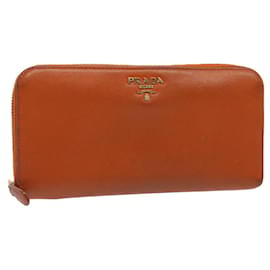 Prada-PRADA Portefeuille long Safiano cuir Orange Auth 51338-Orange
