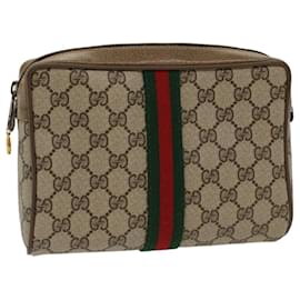 Gucci-GUCCI Pochette GG Canvas Web Sherry Line Beige Rosso Verde 56.01.012 Auth yk8241-Rosso,Beige,Verde