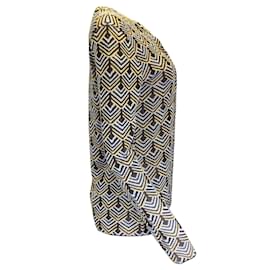 Paco Rabanne-Paco Rabanne Oro / Colore: Nero / Maglione cardigan in maglia con motivo geometrico metallizzato argento-Metallico