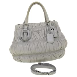 Prada-PRADA Shoulder Bag Leather 2way Gray Auth 38791-Grey