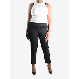 Lanvin-Black pleated embroidered side trousers - size UK 12-Black
