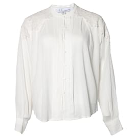 Autre Marque-IRO, bestickte und gekräuselte Bluse-Weiß