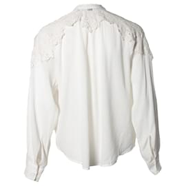 Autre Marque-IRO, bestickte und gekräuselte Bluse-Weiß