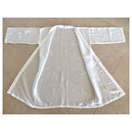 Autre Marque-A alcofa Kimono ou Jaqueta 3/4 T de linho branco.38 Plataforma-Branco