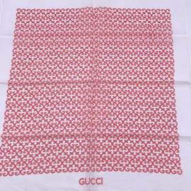Gucci-Lenço de bolso vintage branco rosa GG de algodão com pescoço-Rosa
