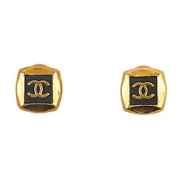 Chanel-CC Square Clip On Earrings-Golden