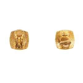 Chanel-CC Square Clip On Earrings-Golden