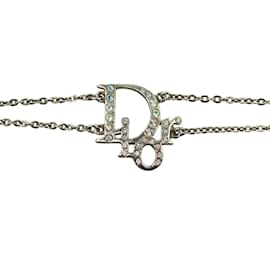 Dior-Bracelet chaîne doublé avec logo en cristal-Argenté