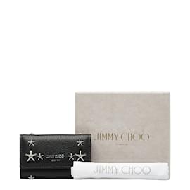 Jimmy Choo-Estuche para llaves de cuero con tachuelas de estrellas-Negro