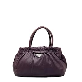 Prada-Leather Bow Handbag-Purple