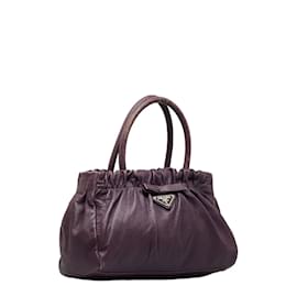 Prada-Leather Bow Handbag-Purple