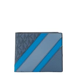 Michael Kors-Portefeuille à deux volets en toile à logo Cooper 36R3LCOF3U-Bleu