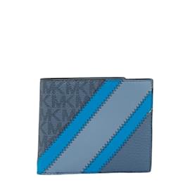 Michael Kors-Cooper Logo Canvas Bifold Wallet 36R3LCOF3U-Blue