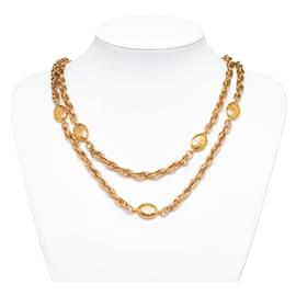 Chanel-Logo Coin Long Necklace-Golden