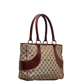Gucci-GG Canvas Tote Bag 113011-Braun