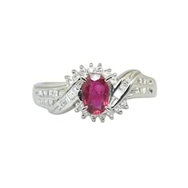 & Other Stories-Platinum Diamond & Ruby Ring-Silvery