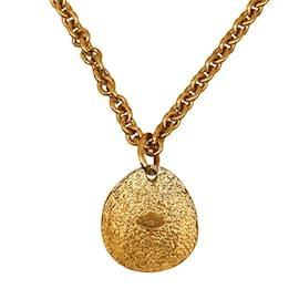 Chanel-CC Woven Pendant Chain Necklace-Golden