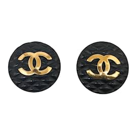 Chanel-Quilted CC Clip On Earrings-Black