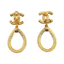 Chanel-CC Drop Earrings-Golden