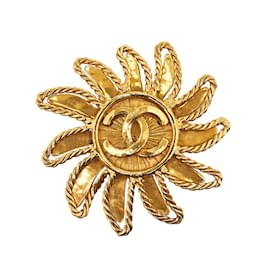 Chanel-CC logo 1994 Sun Brooch Pin-Golden