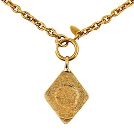 Chanel-Diamond Frame CC Pendant Necklace-Golden