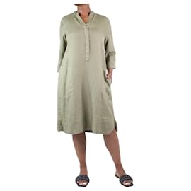Autre Marque-Grünes Leinenkleid mit V-Ausschnitt – Größe UK 16-Grün
