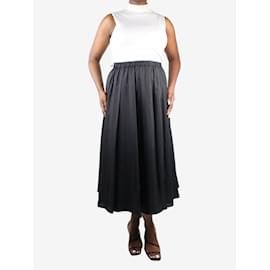 Joseph-Black pleated silk midi skirt - size UK 12-Black