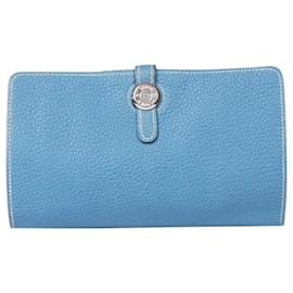 Hermès-Blue leather bi-fold wallet-Blue