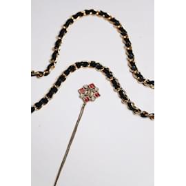 Chanel-Gold plated rhinestone embellished CC necklace-Golden