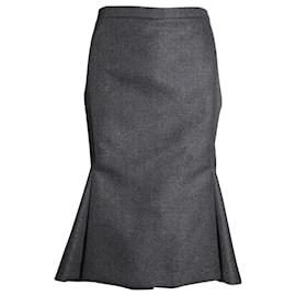 Balenciaga-Balenciaga Fit-and-Flare Skirt in Grey Wool-Grey
