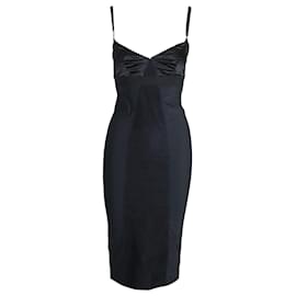 Dolce & Gabbana-Dolce & Gabbana Lace Panel Bustier Slip Sheath Dress in Black Polyamide-Black