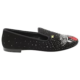 Giuseppe Zanotti-Giuseppe Zanotti Panther Embellished Loafers in Black Suede-Black