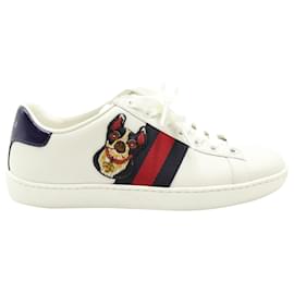 Gucci-Gucci Ace Embroidered Sneaker In White Leather-White