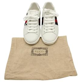 Gucci-Tênis bordado Gucci Ace em couro branco-Branco