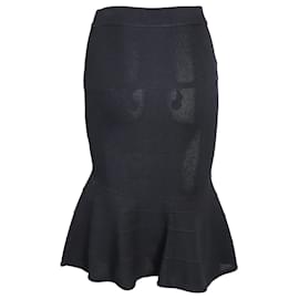 Givenchy-Givenchy Stretch Knit Flared Hem Skirt in Black Viscose-Black