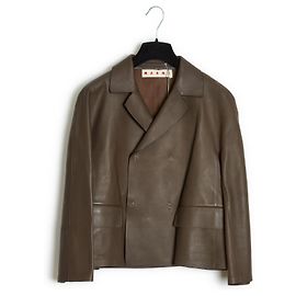 Marni Khakibraune Crop-Lederjacke Fr38 NEU Braun Khaki