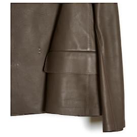 Marni-Khaki Brown Crop Leather Jacket Fr38 new-Marron,Kaki