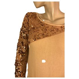 Robe pull pailletée Pinko Beige