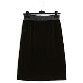 Chanel-Chanel 90s Black Velvet Skirt FR36/38-Black